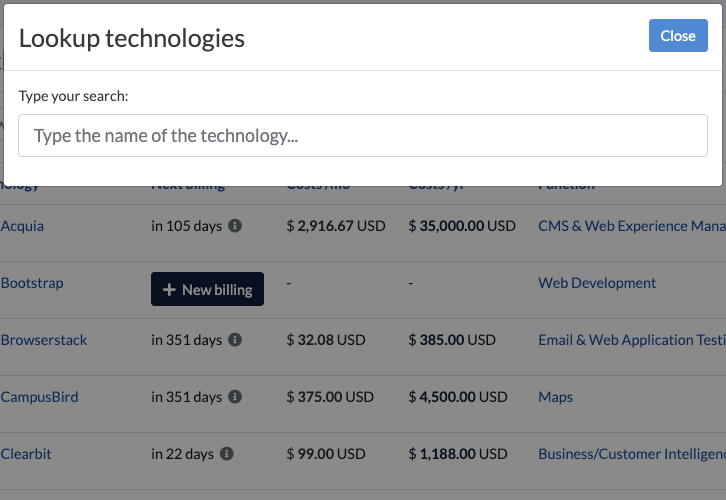 Add technologies in your tech stack